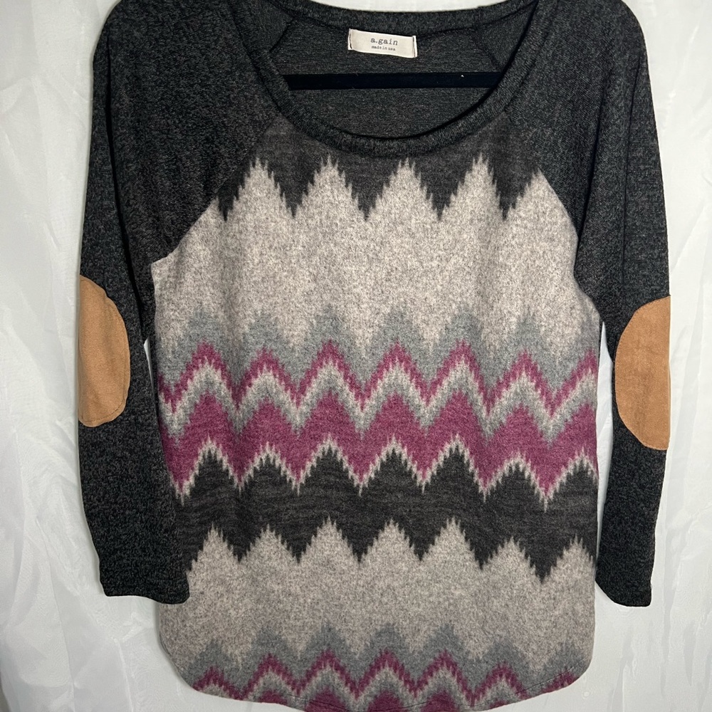 NEW Tulip Hem Aztec 3/4 Sleeve Sweater with Elbow Pads